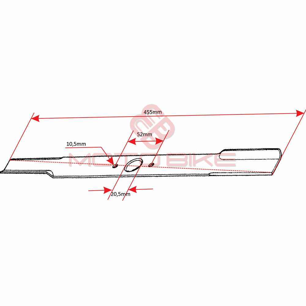 Lawnmower blade l 455 mm dia. 20,5 mm oleo mac ge47