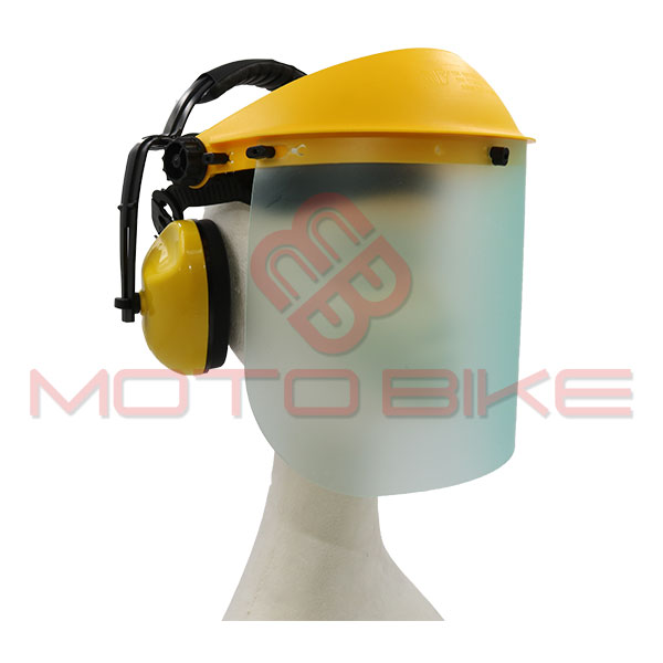 Adjustable plastic visor with ear protectors - professional model