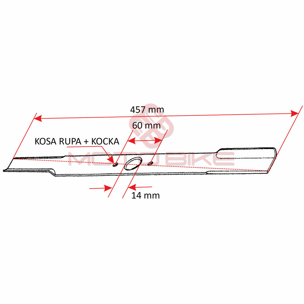 Noz kosacice l 457 mm fi 14mm (kosa rupa+kocka) trex 