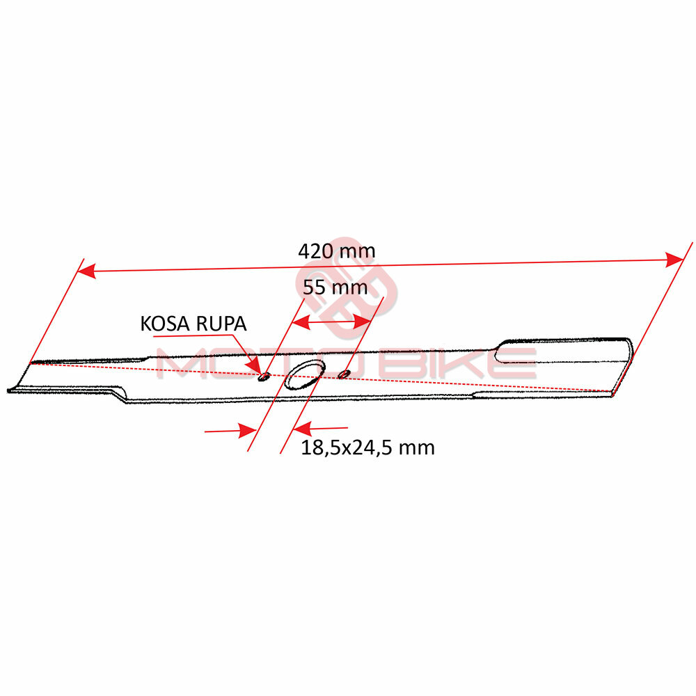 Noz kosacice l 420 mm elipsa (18,5 mm x 24,5 mm) villager v42t ngp - kose rupe