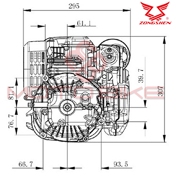 Motor kosacice zongshen 150cc ( 2,5 kw / 3,5 ks ) - radilica 22,2mm / 60mm