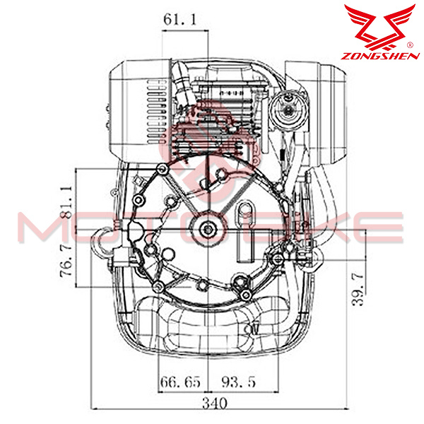 Motor kosacice zongshen 160cc ( 2,6 kw / 3,5 ks ) - radilica 22,2mm / 80mm